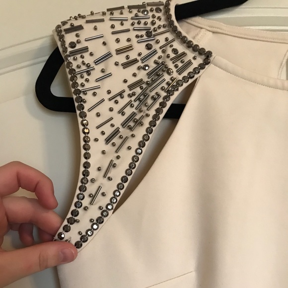 NWT Cream Dress with Beaded Shoulders - Picture 3 of 8